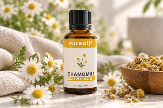 PureOil® Kamille etherische olie met kamillebloemen