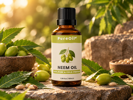 PureOil® Neemolie met neemvruchten en bladeren