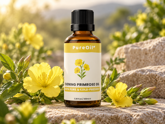 PureOil® Teunisbloemolie met gele teunisbloemen