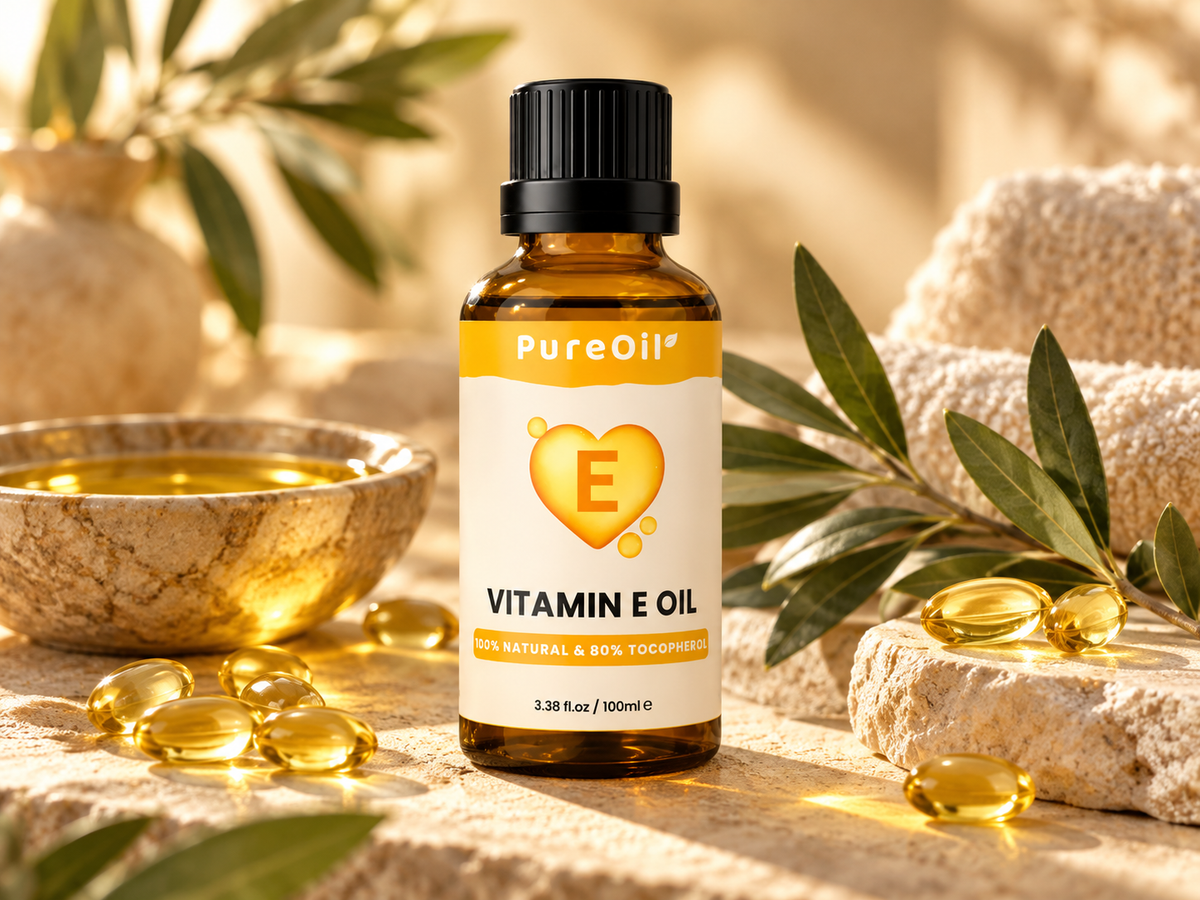 PureOil® Vitamine E olie in natuurlijke verzorgingssetting