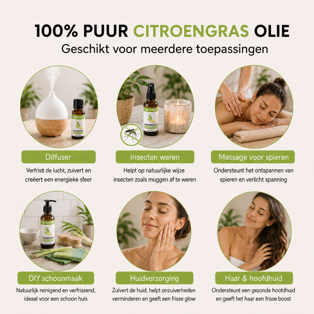 Huile Essentielle de Citronnelle 100% Pure et Distillée à la Vapeur