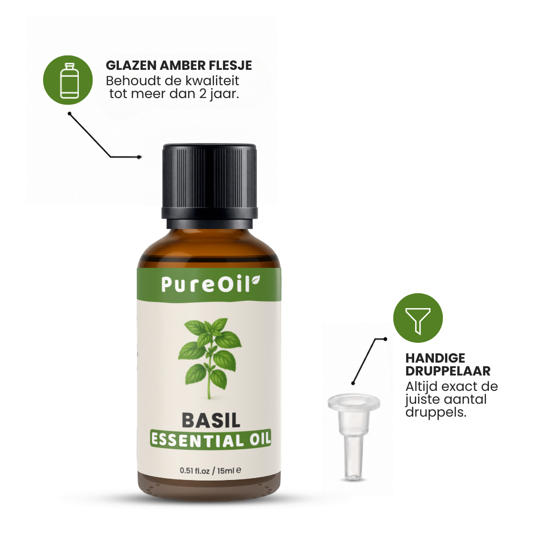 Huile Essentielle de Basilic 100% Pure et Distillée à la Vapeur