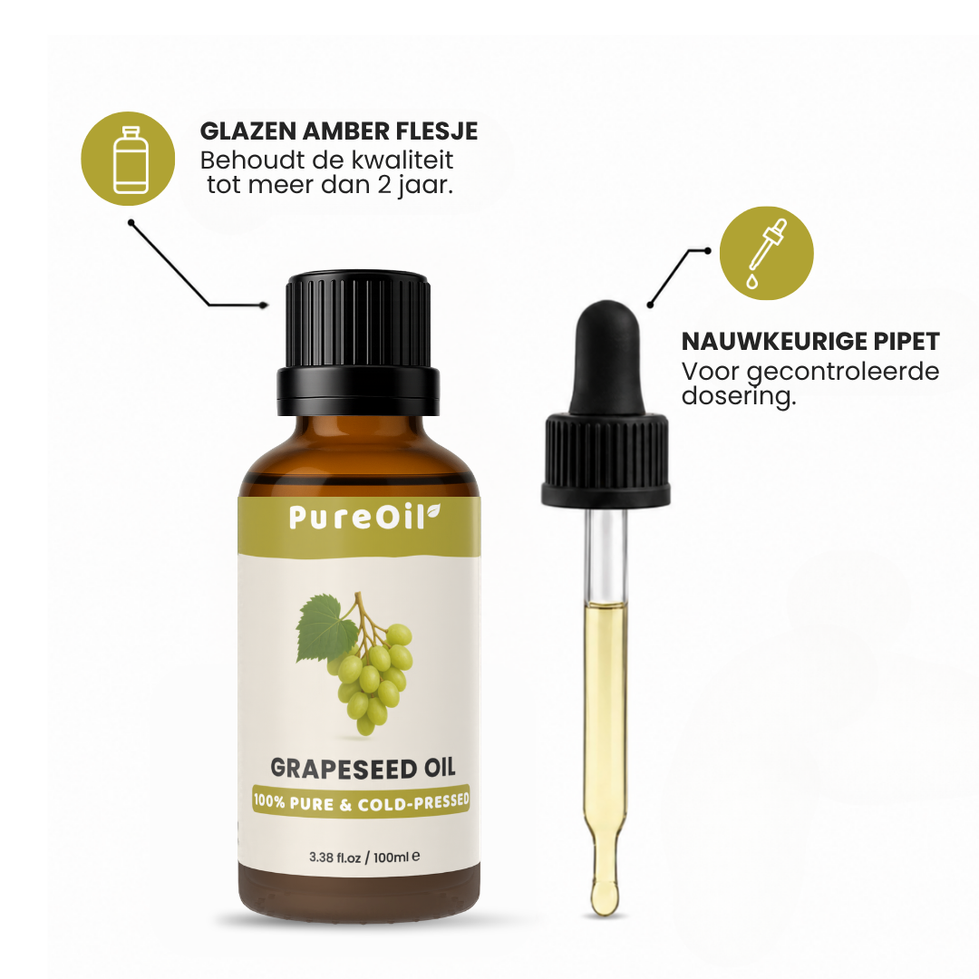 Huile de pépins de raisin (100ml) – 100% Pure & Pressée à Froid
