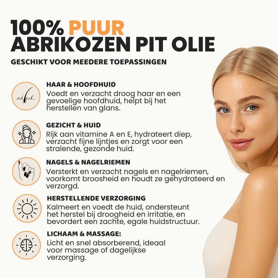Abrikozenpit Olie (100ML) – 100% Puur & Koudgeperst