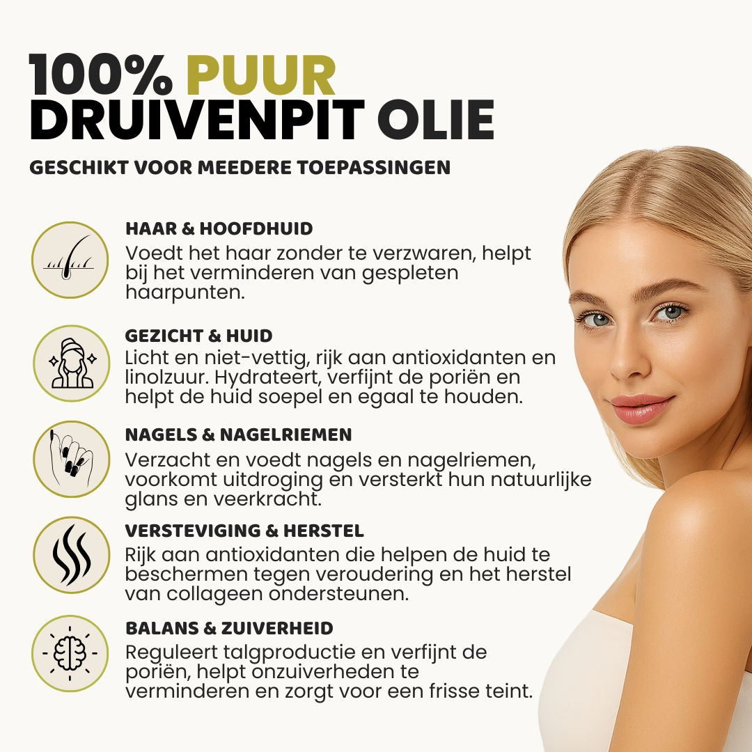 Druivenpit Olie (100ML) – 100% Puur & Koudgeperst