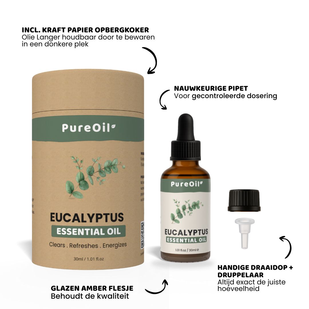 Eucalyptus Olie (30ML) 100% Puur & Stoomgedestilleerd