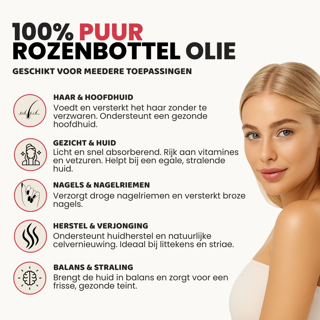 Rozenbottel Olie (100ML) - 100% Puur & Koudgeperst