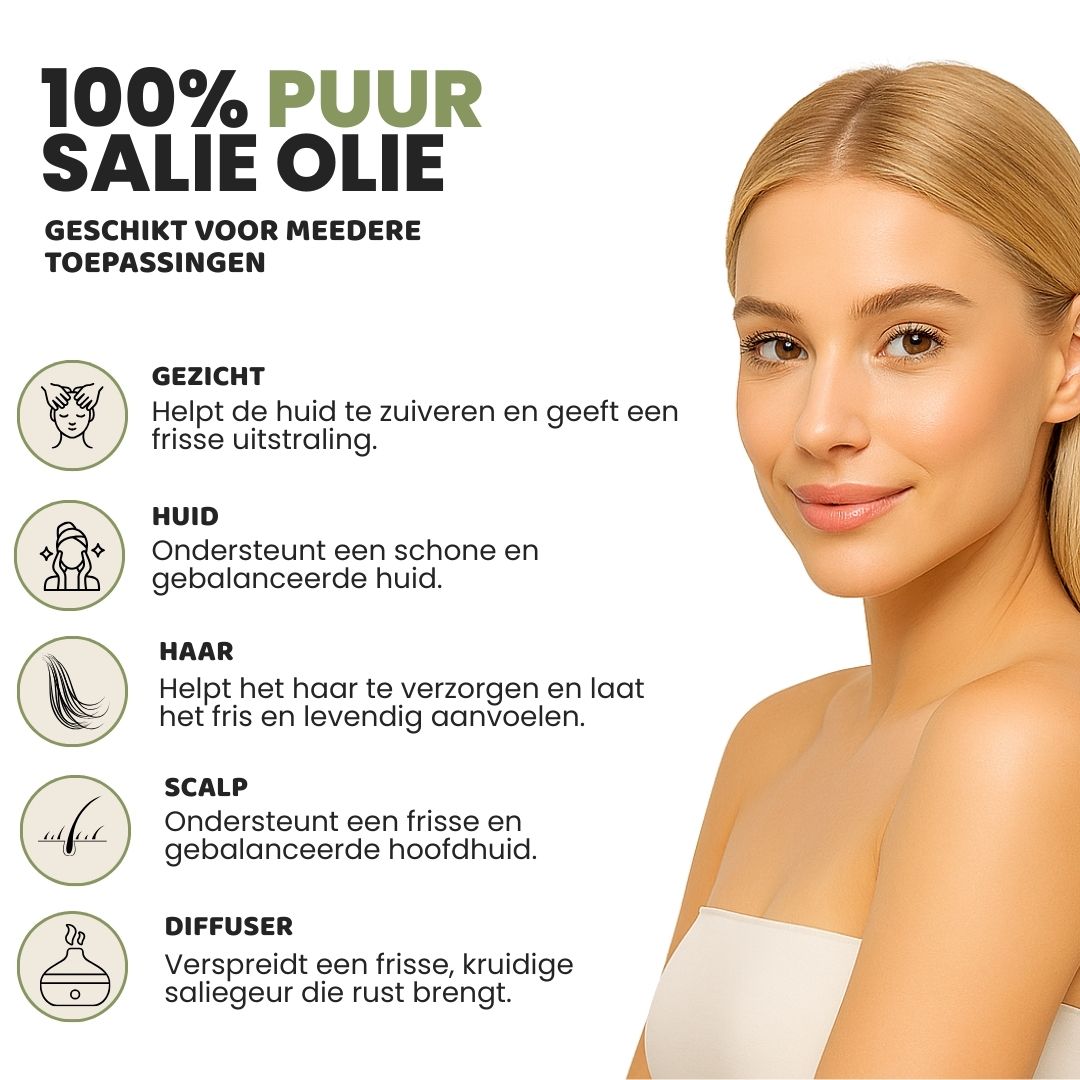 Salie Etherische Olie 100% Puur & Stoomgedestilleerd