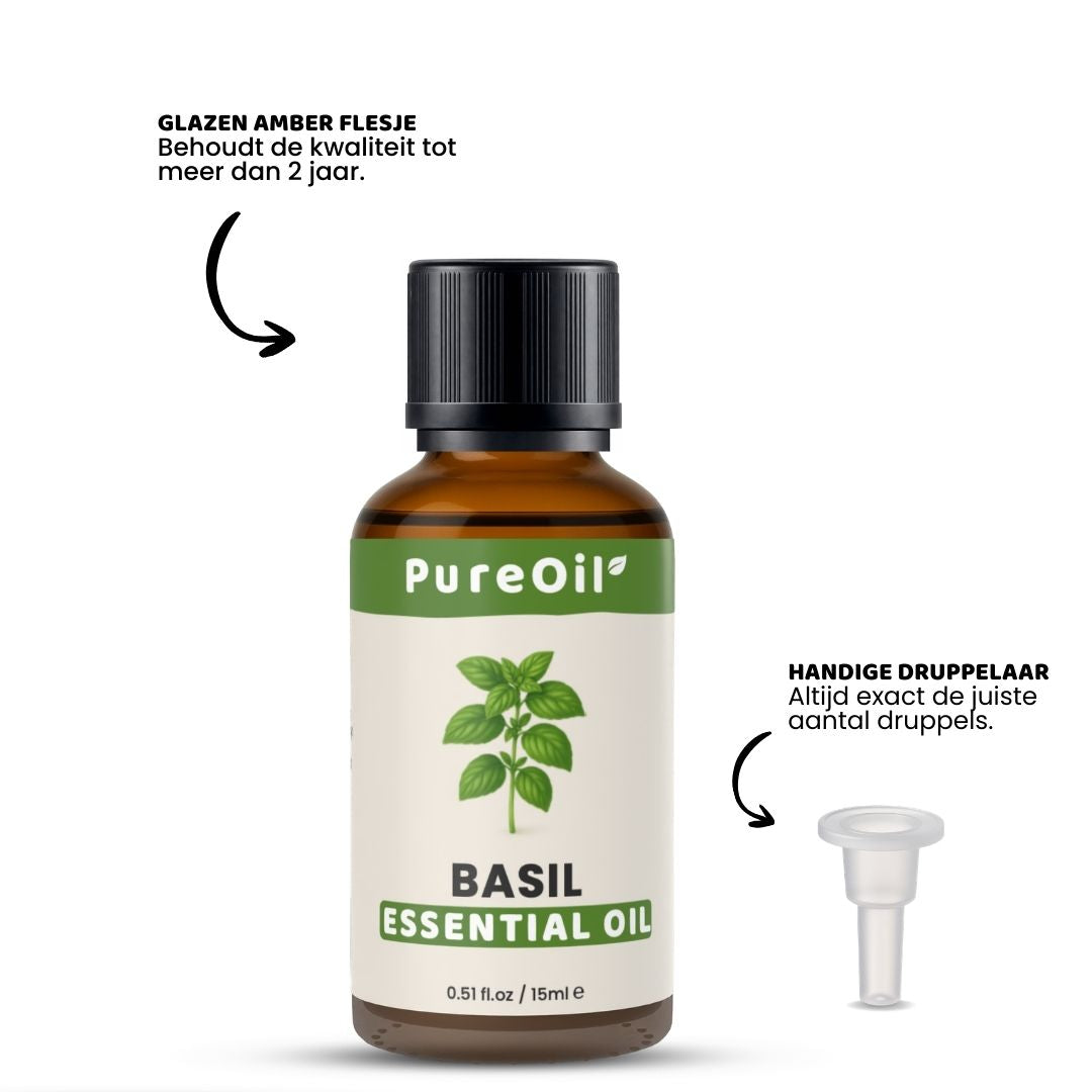 Basilicum Etherische Olie 100% Puur & Stoomgedestilleerd