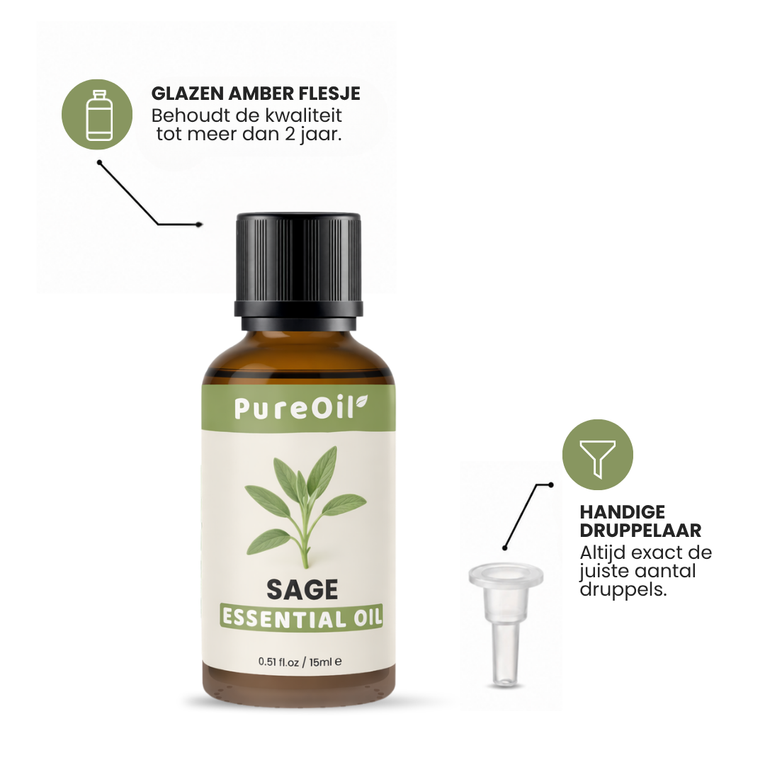 Huile Essentielle de Sauge 100% Pure & Distillée à la Vapeur