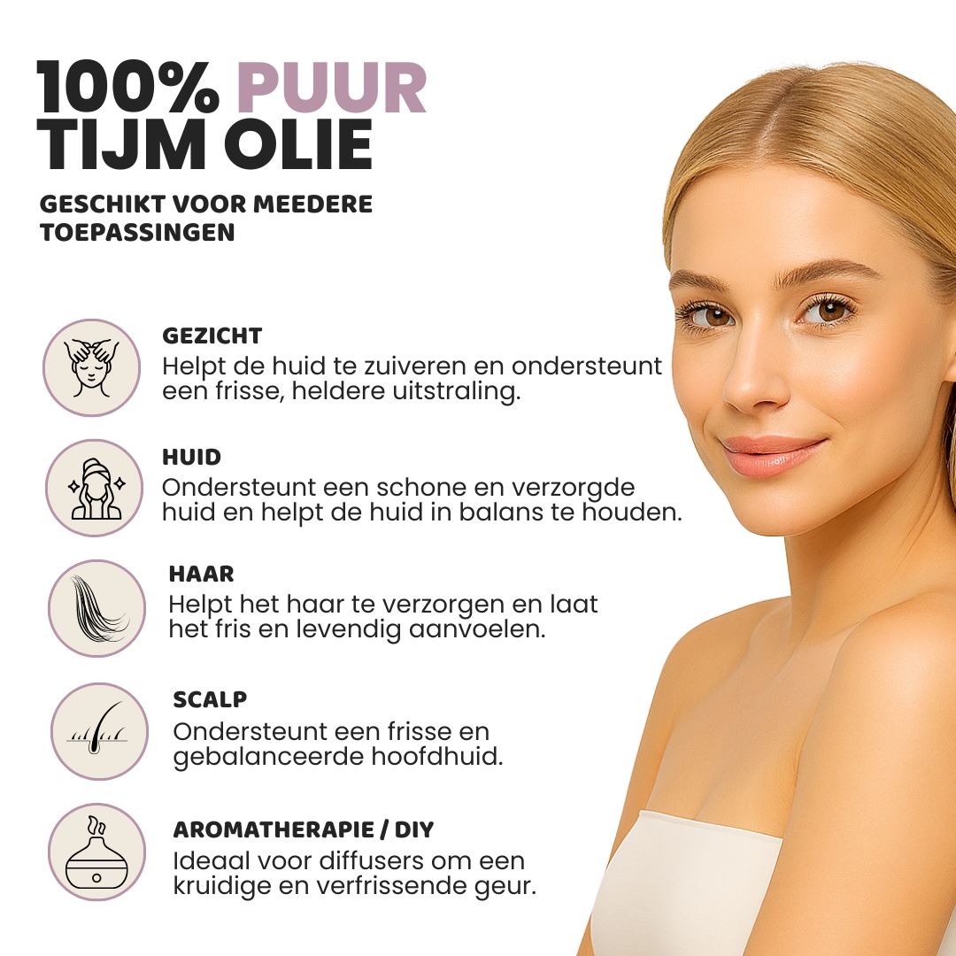 Tijm Etherische Olie 100% Puur & Stoomgedestilleerd