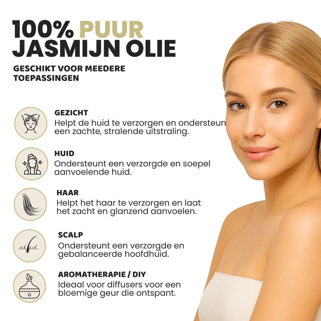Jasmijn Etherische Olie 100% Puur & Stoomgedestilleerd