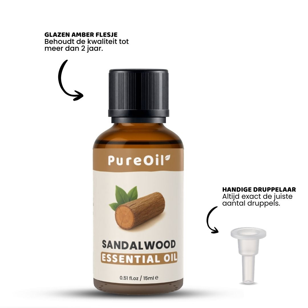 Sandelhout Etherische Olie 100% Puur & Stoomgedestilleerd