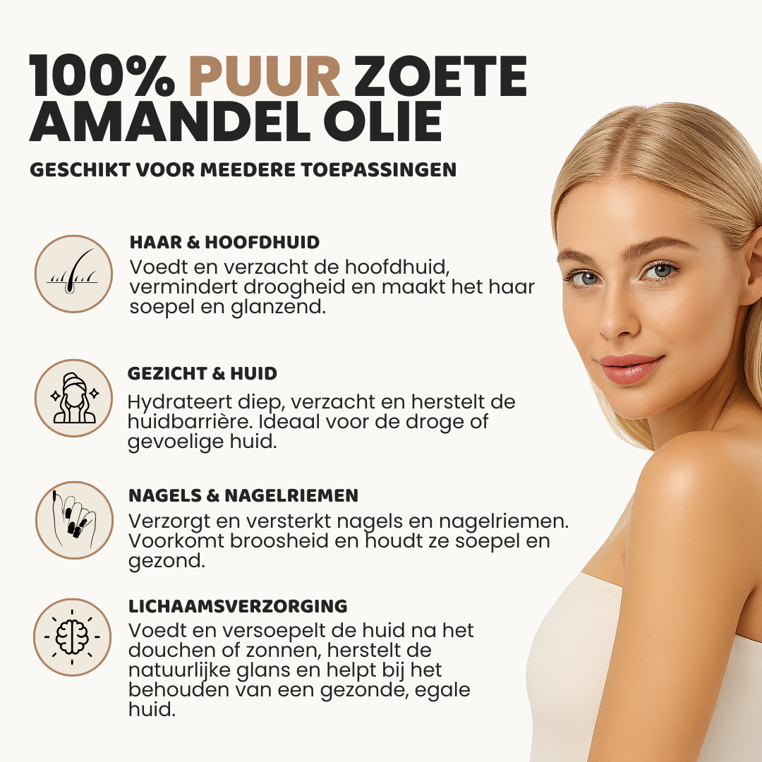 Zoete amandel olie (100ML) 100% Puur & Koudgeperst