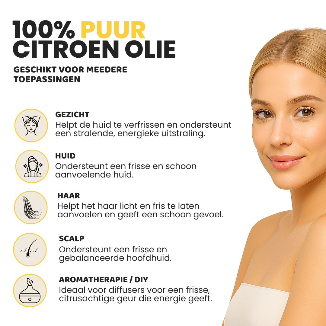 Citroen Etherische Olie 100% Puur & Stoomgedestilleerd