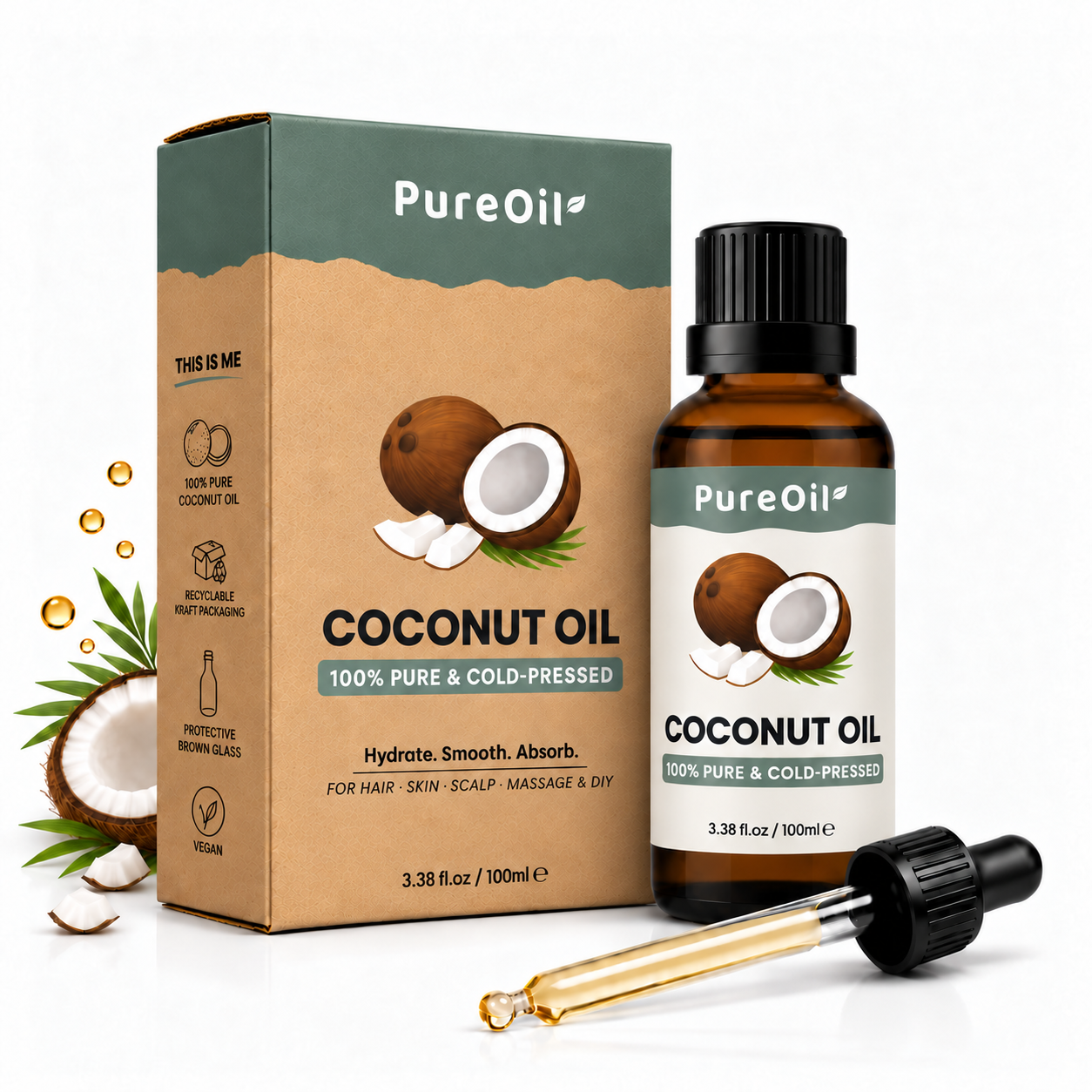Coconut Oil - 100% Pure & Cold Pressed