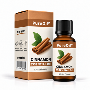 PureOil kaneel 15 ml, verpakking en flesje