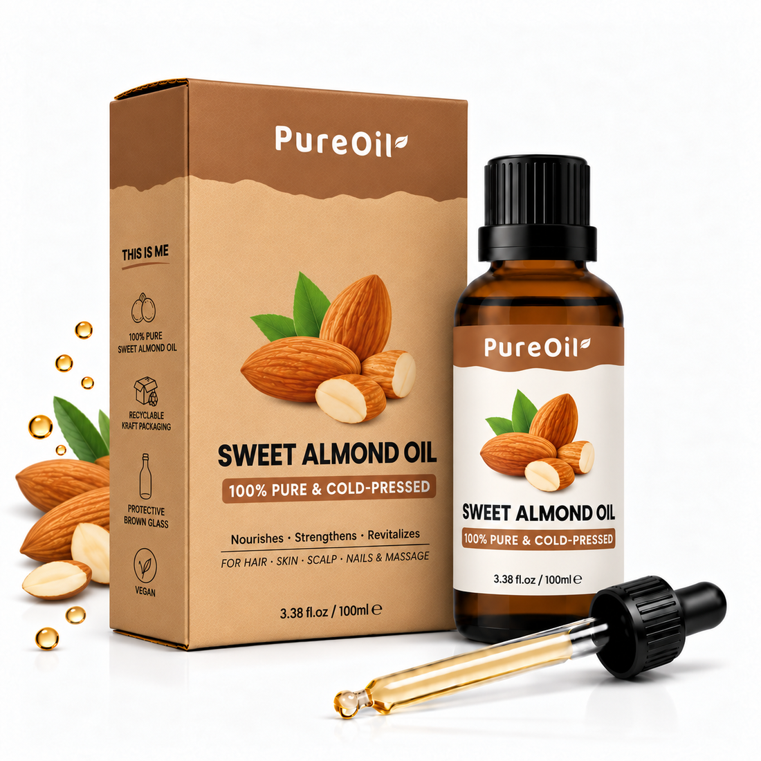 Zoete amandel olie (100% Natuurlijk & Koudgeperst)