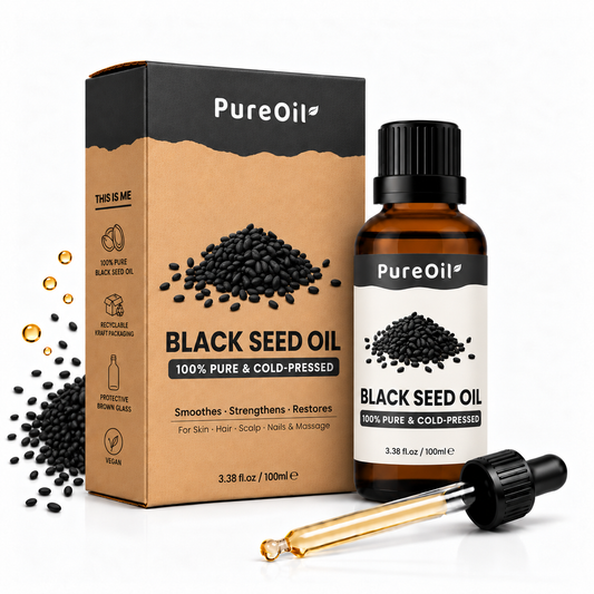 PureOil Zwarte zaad olie 100 ml kraft verpakking